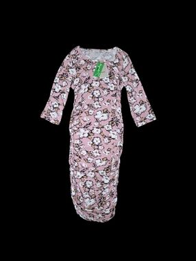 NWT ICHI Dress Viscose Pink White Floral Ruched Sides Women Size M Maternity